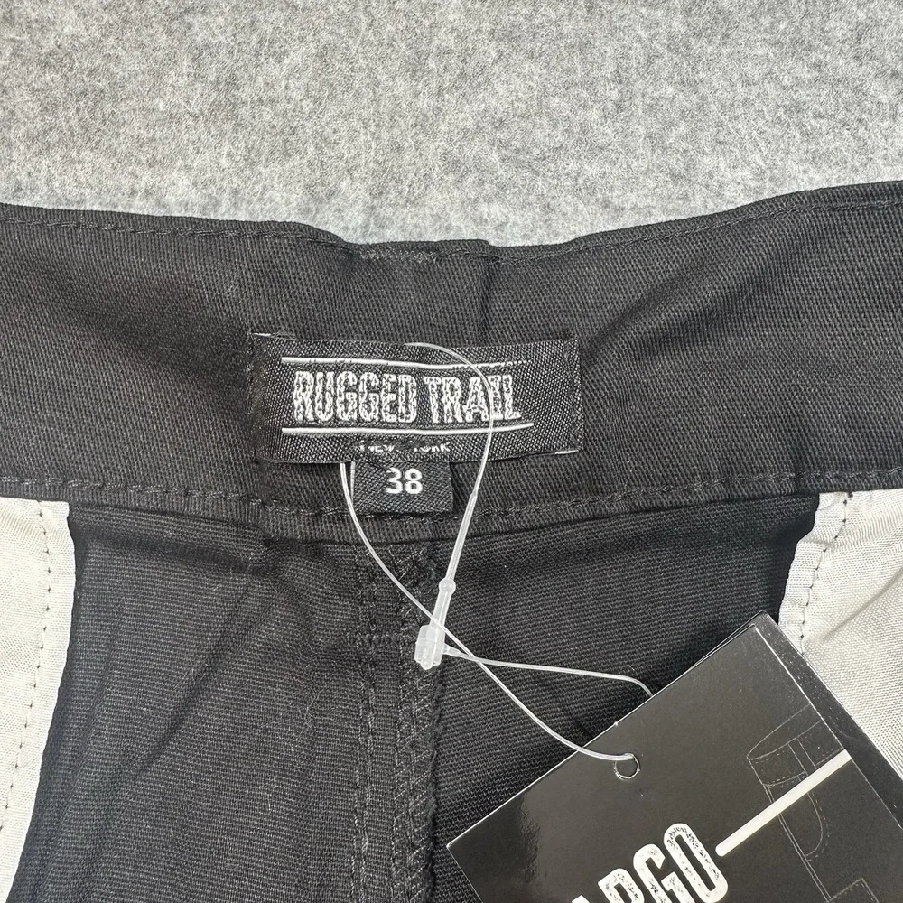 Rugged Trail Cargo Shorts Mens 38 Black Stretch Belted Cotton‎ Workwear NWT